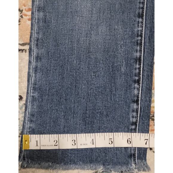 Mica Los Angeles Low-Rise Cropped Distressed Jeans w Raw hems Womens Sz 26 - Picture 7 of 10